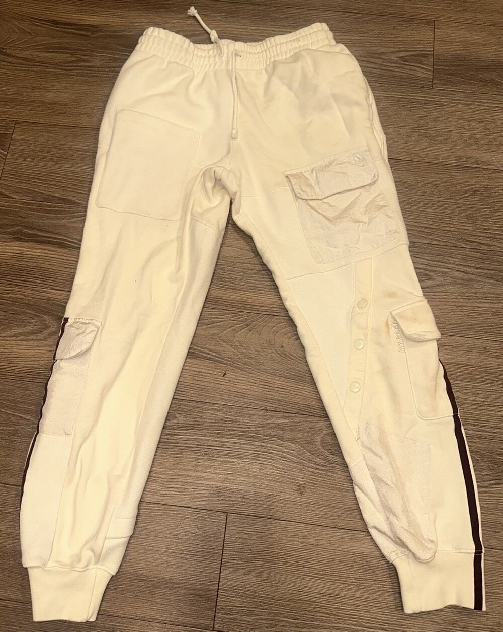 Adidas Ivy Park Cargo Sweatpants Ecru Tint/Maroon Womens Size Small